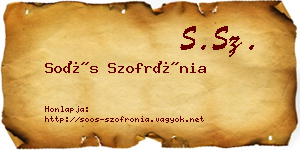 Soós Szofrónia névjegykártya